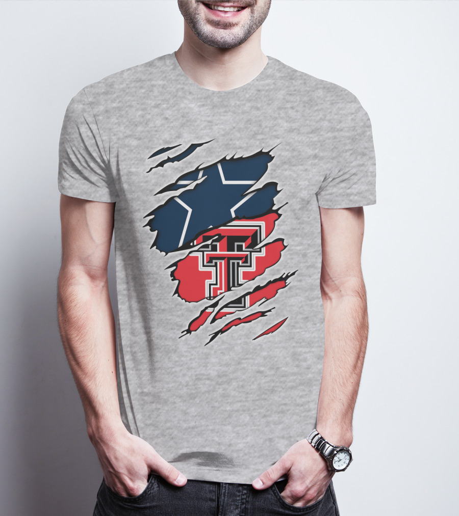 Texas Tech Cowboys Star And Double T Logo Rip T-Shirt