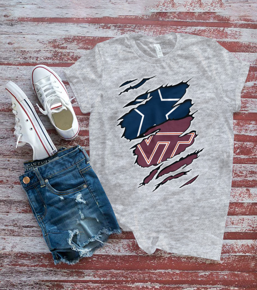 Cowboys Star Virginia Tech Hokies Claw Marks T-Shirt
