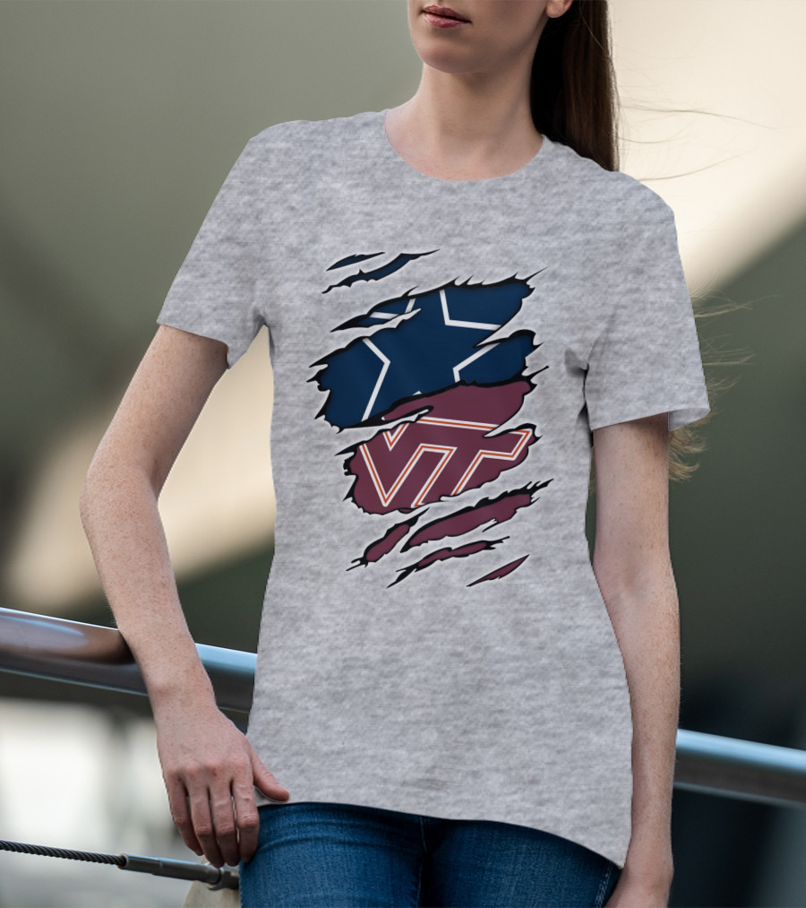 Cowboys Star Virginia Tech Hokies Claw Marks T-Shirt