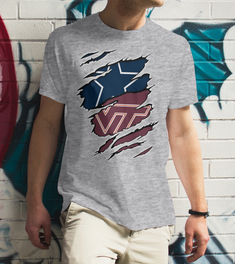Cowboys Star Virginia Tech Hokies Claw Marks T-Shirt