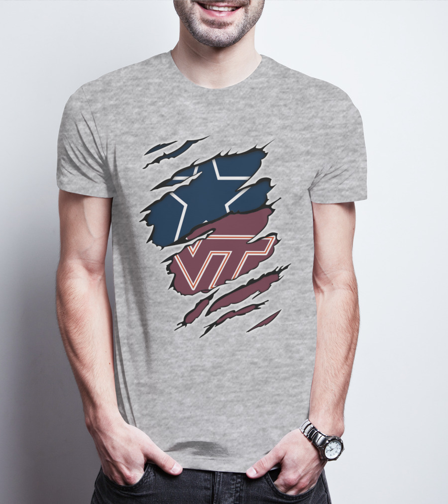 Cowboys Star Virginia Tech Hokies Claw Marks T-Shirt
