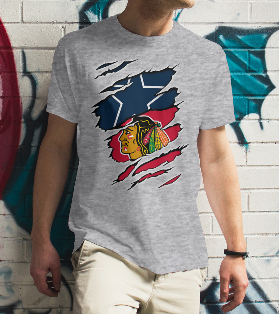 Cowboys Blackhawks Star Ripped T-Shirt