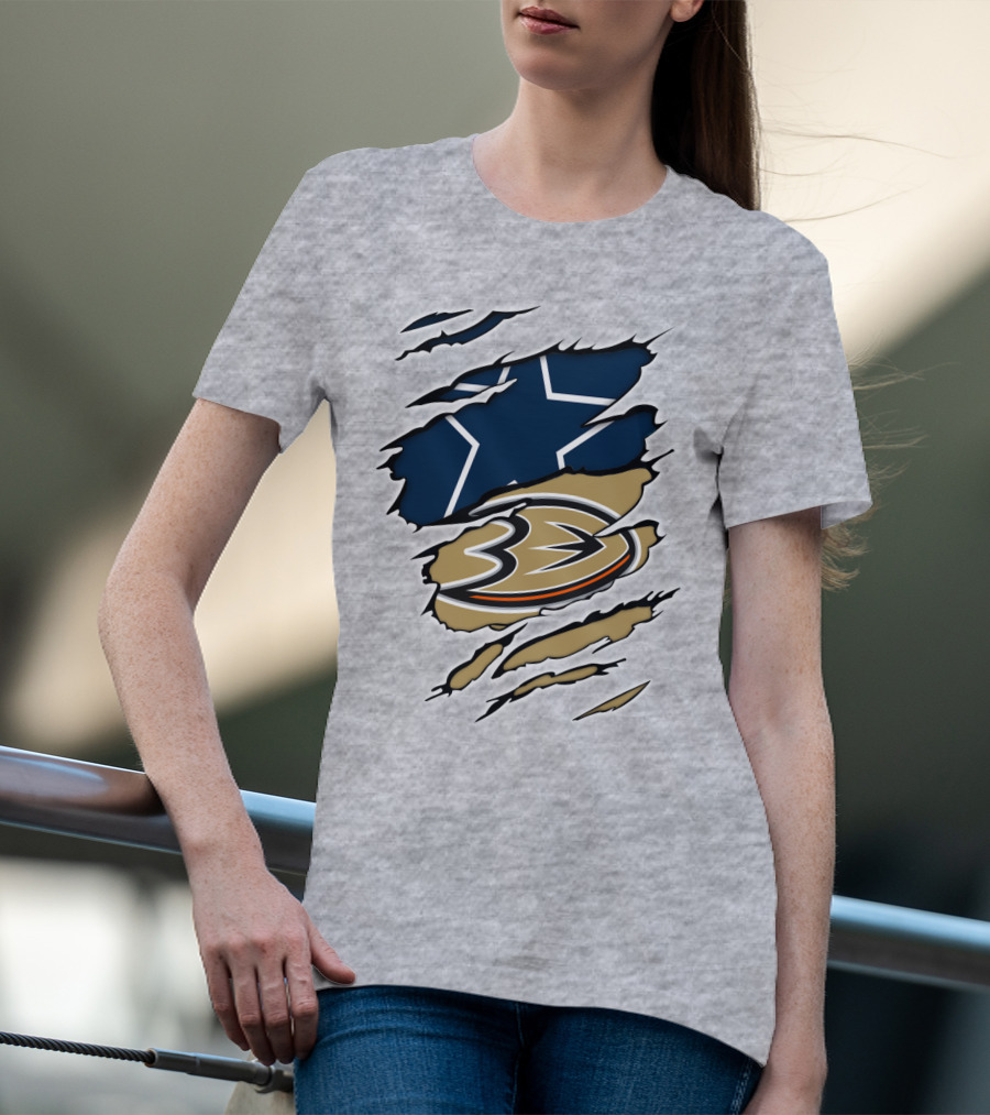 Cowboys Anaheim Ducks Logo Mashup T-Shirt