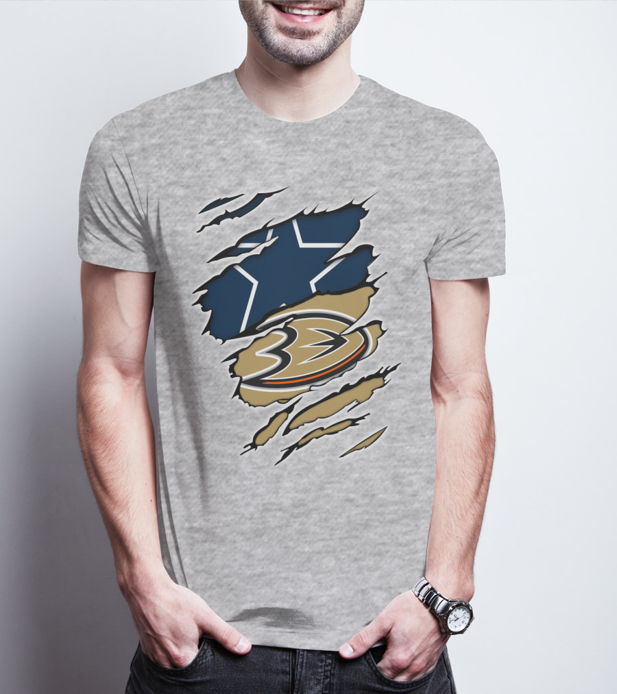 Cowboys Anaheim Ducks Logo Mashup T-Shirt
