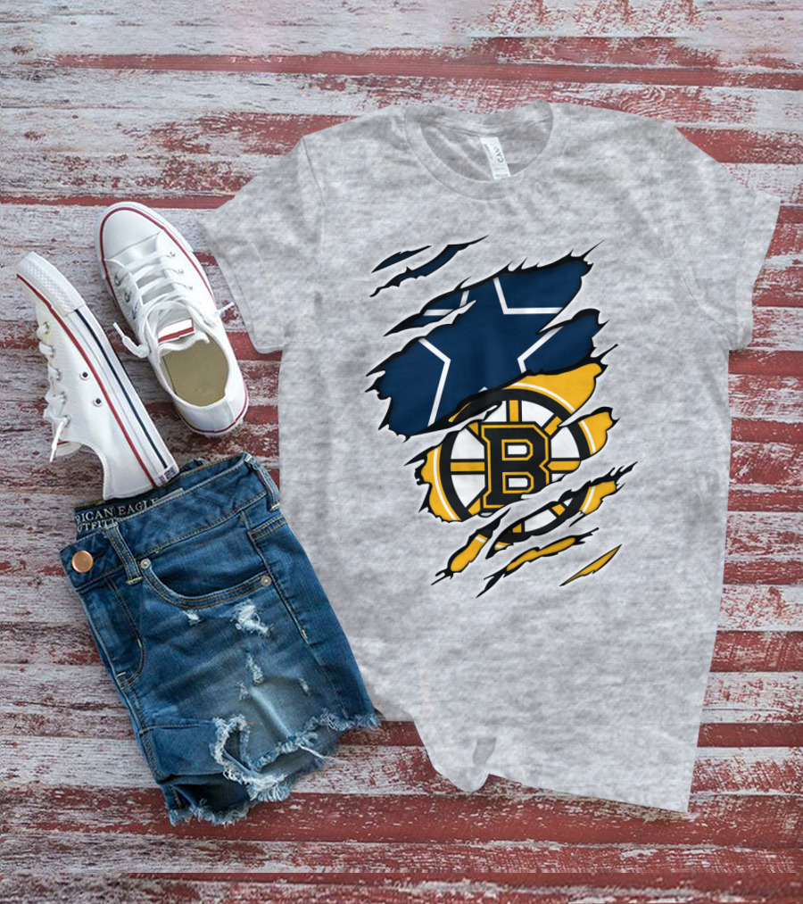 Dallas Cowboys Boston Bruins Fan Crossover T-Shirt