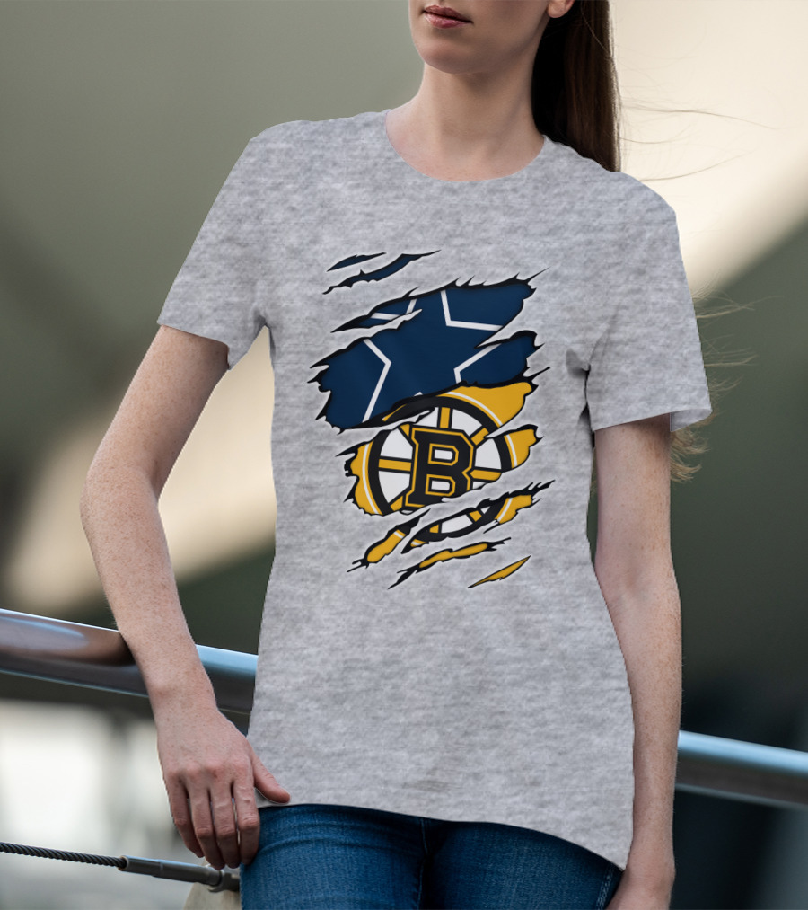 Dallas Cowboys Boston Bruins Fan Crossover T-Shirt