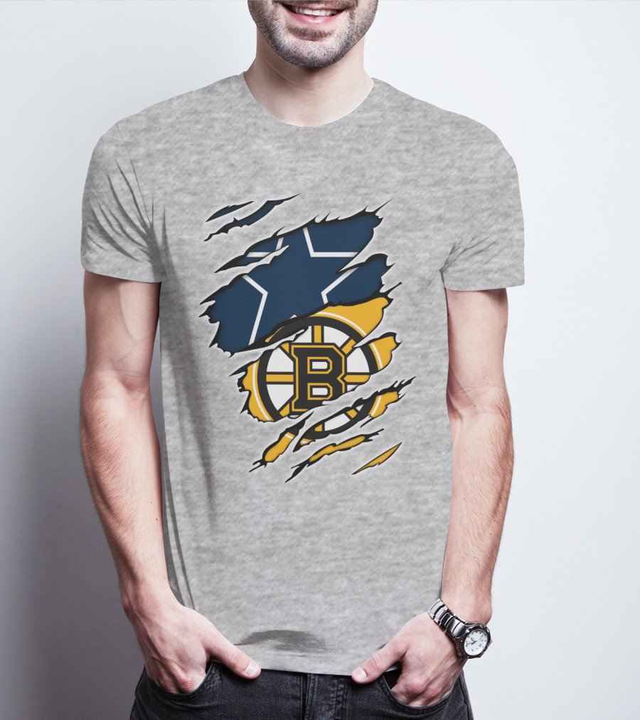 Dallas Cowboys Boston Bruins Fan Crossover T-Shirt