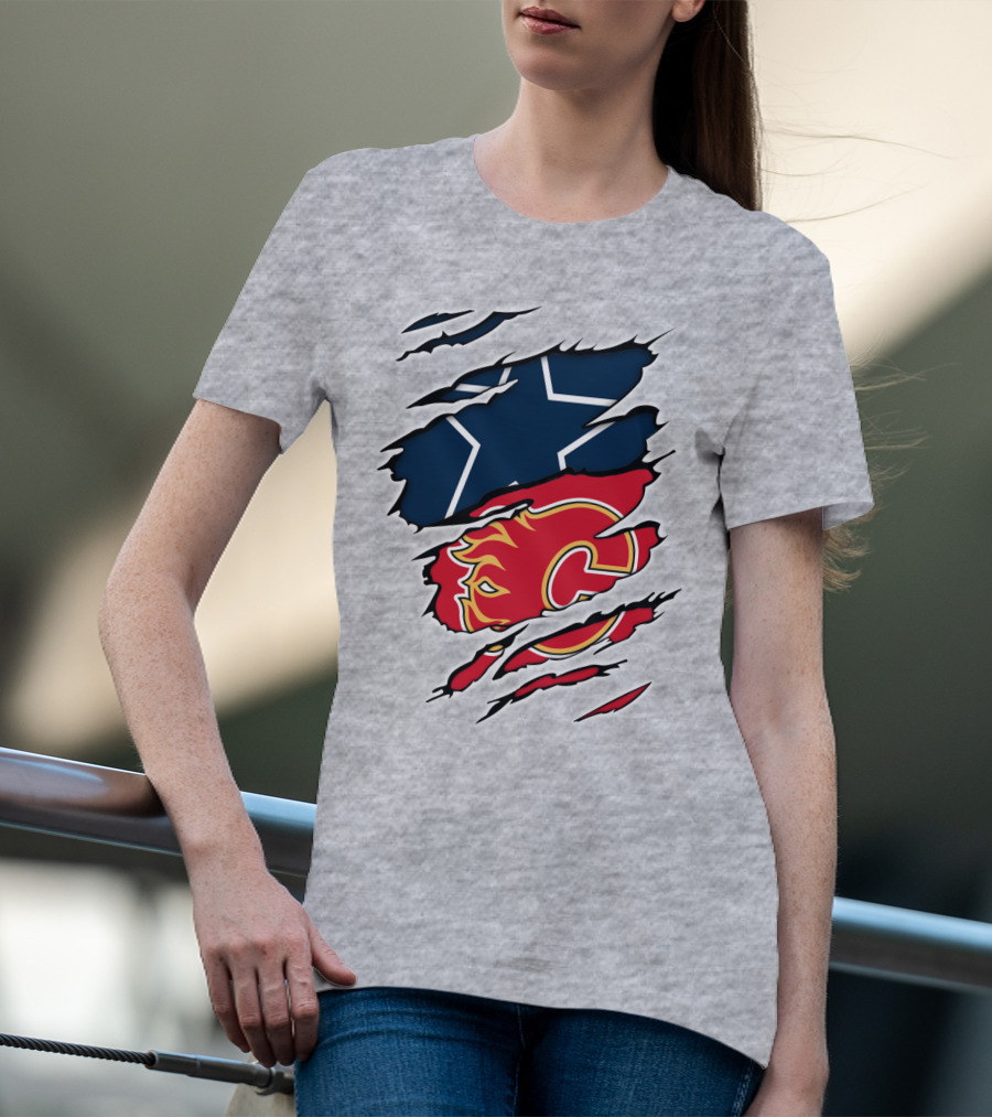 Dallas Cowboys Calgary Flames Rivalry Crossover T-Shirt