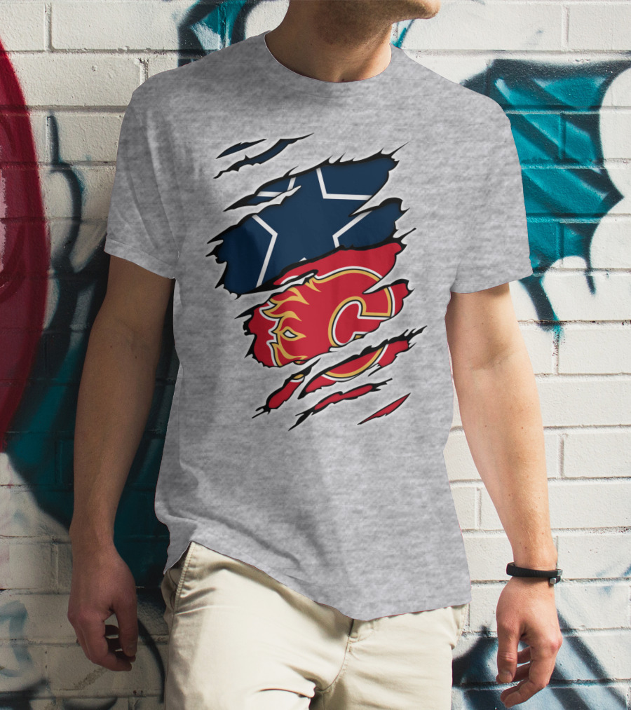 Dallas Cowboys Calgary Flames Rivalry Crossover T-Shirt