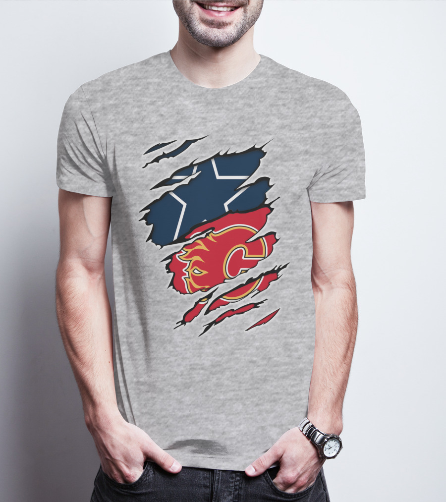 Dallas Cowboys Calgary Flames Rivalry Crossover T-Shirt
