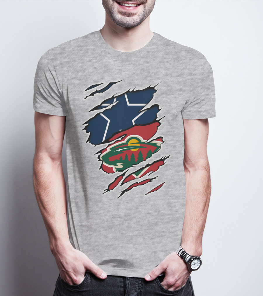 Dallas Cowboys Wild Minnesota Wild Rip Claw Marks T-Shirt