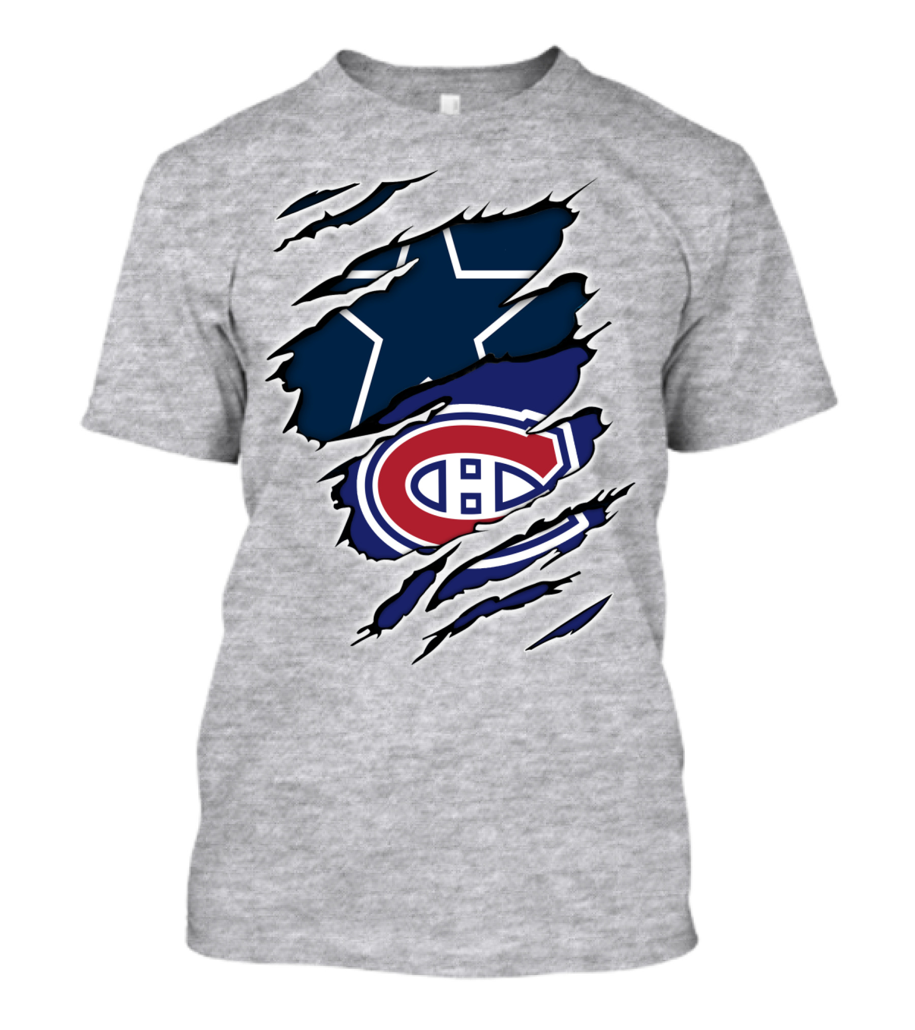 Cowboys Canadiens Logos Ripped T-Shirt