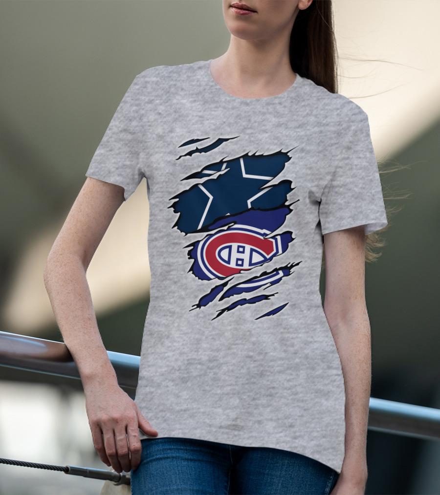 Cowboys Canadiens Logos Ripped T-Shirt