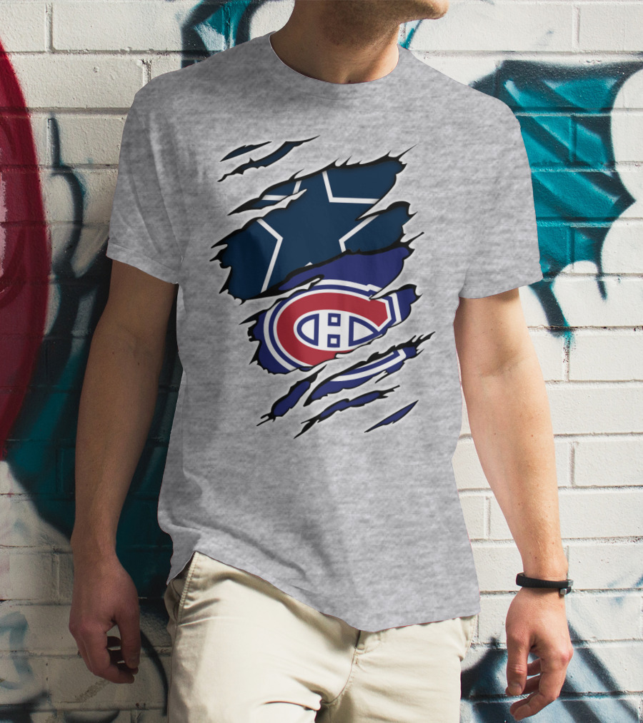Cowboys Canadiens Logos Ripped T-Shirt