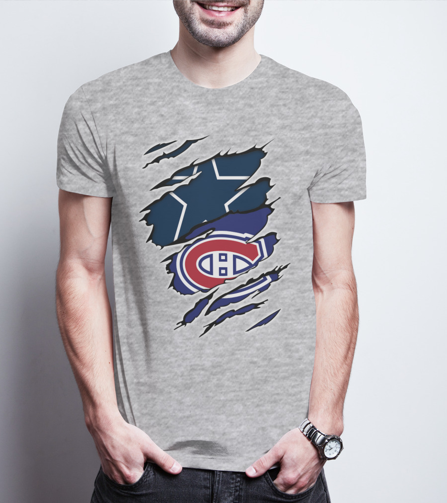 Cowboys Canadiens Logos Ripped T-Shirt