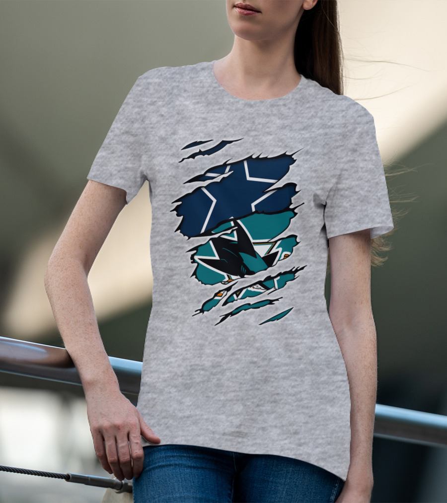 Dallas Cowboys San Jose Sharks Fan Crossover T-Shirt