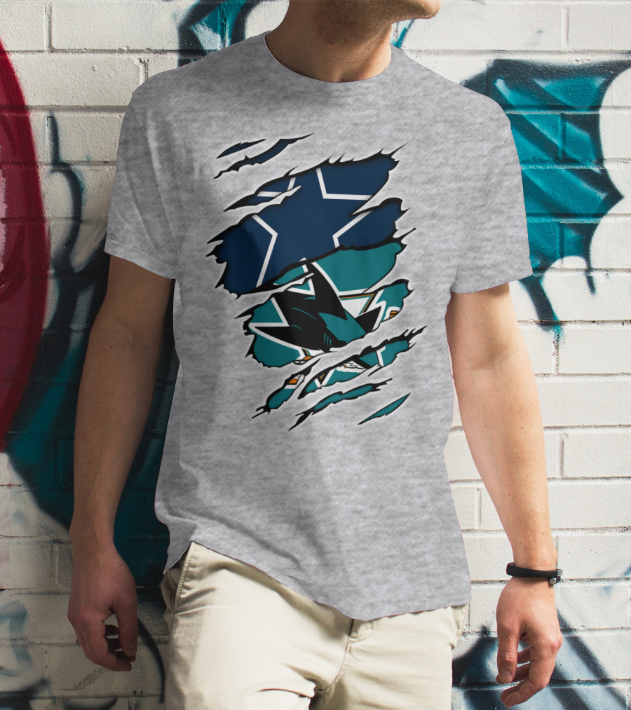 Dallas Cowboys San Jose Sharks Fan Crossover T-Shirt