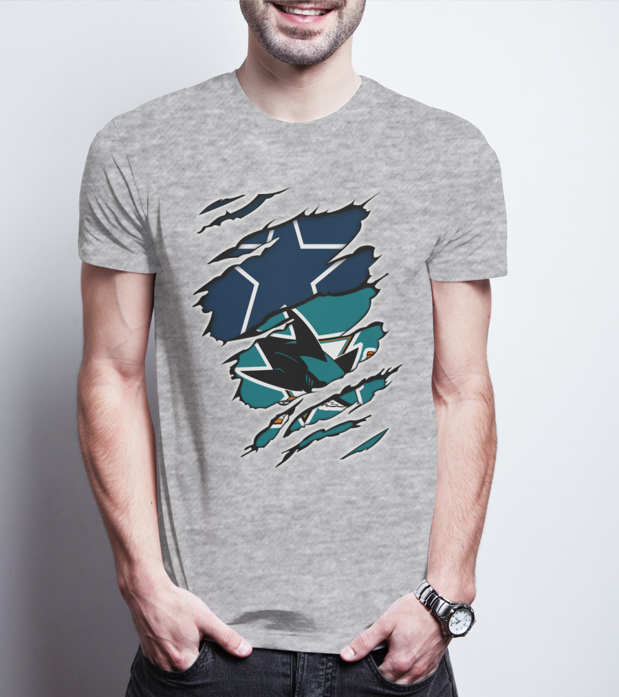 Dallas Cowboys San Jose Sharks Fan Crossover T-Shirt