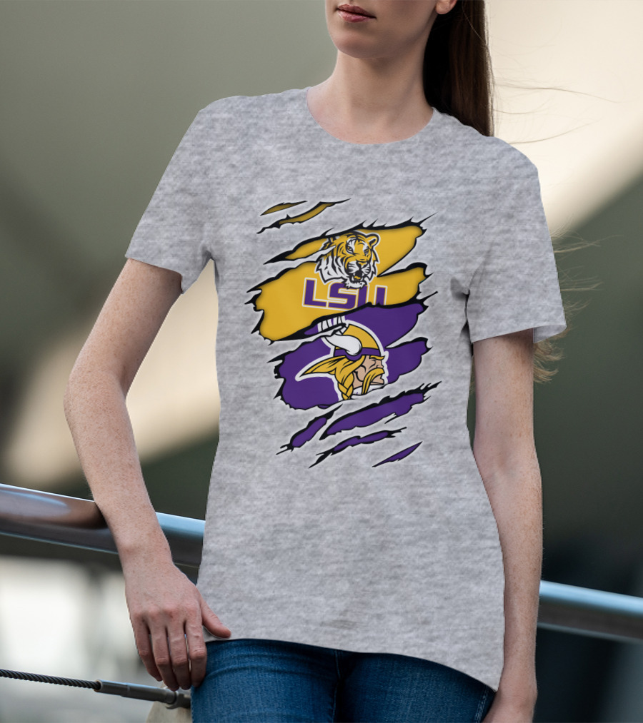 LSU Tigers Vikings Ripped T-Shirt