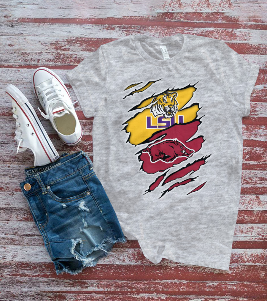 LSU Tigers Arkansas Razorbacks Rivalry Claw Marks T-Shirt
