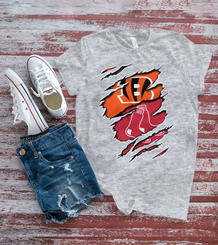Bengals Redsox Claw Marks Logo Crossover T-Shirt