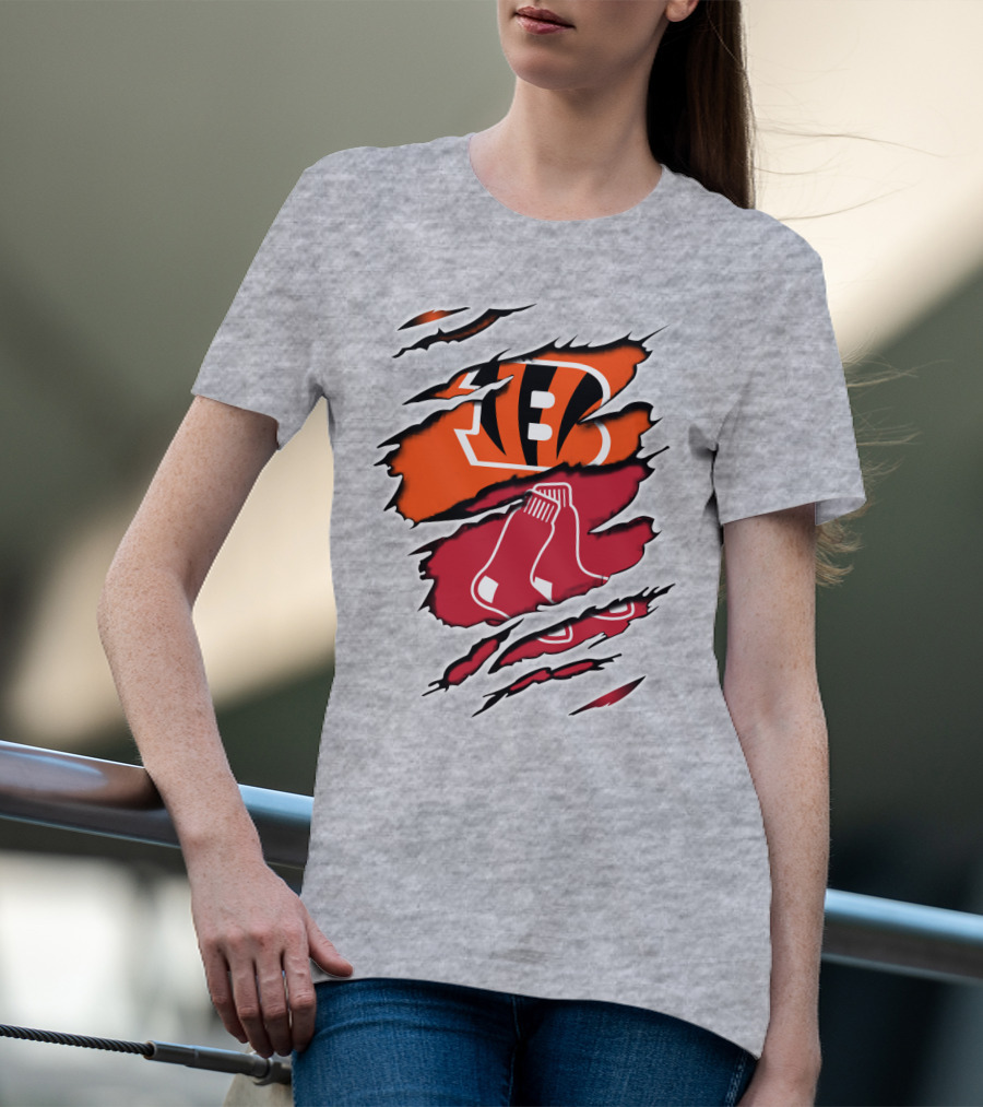 Bengals Redsox Claw Marks Logo Crossover T-Shirt