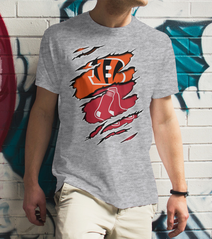 Bengals Redsox Claw Marks Logo Crossover T-Shirt