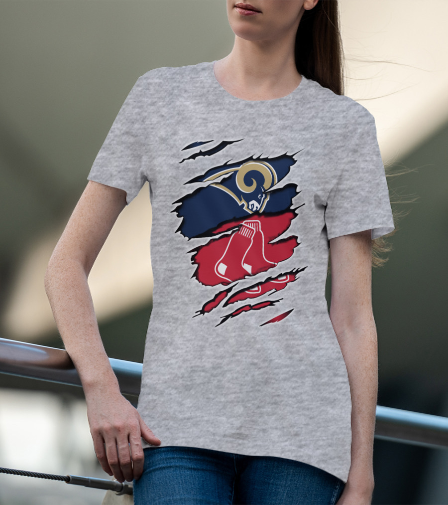 Rams Redsox Logos Fusion T-Shirt