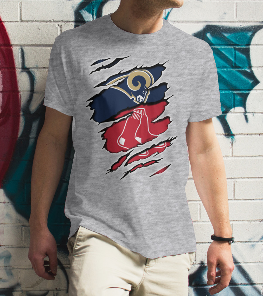 Rams Redsox Logos Fusion T-Shirt