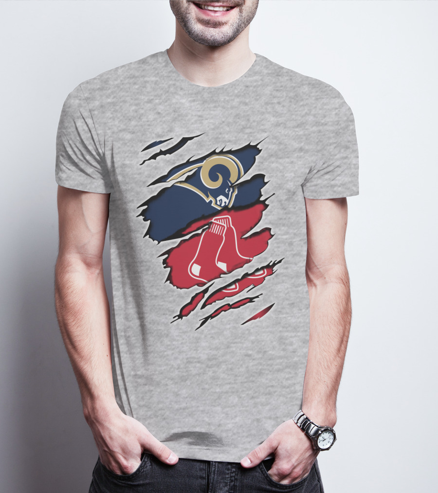 Rams Redsox Logos Fusion T-Shirt