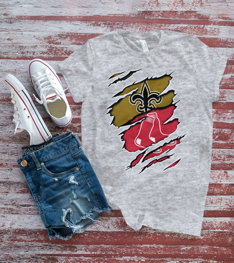 Saints Redsox Fleur-de-Lis And Red Socks Inspired T-Shirt