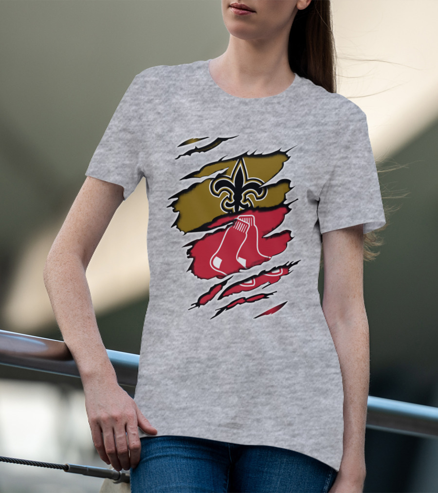 Saints Redsox Fleur-de-Lis And Red Socks Inspired T-Shirt
