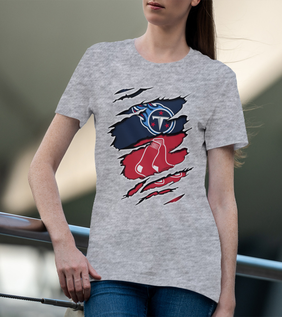 Titans Redsox Ripped NFL MLB Crossover T-Shirt