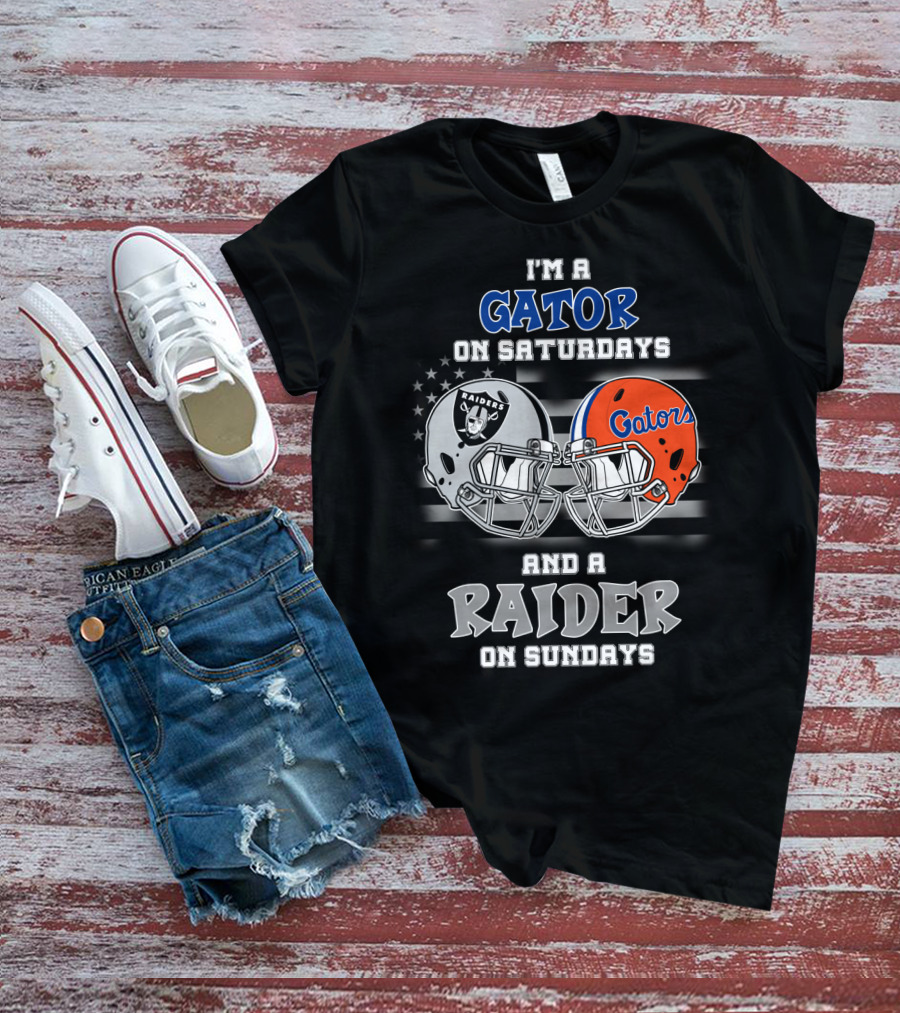 I'm A Gator On Saturdays And A Raider On Sundays Gators Raiders Helmet T-Shirt