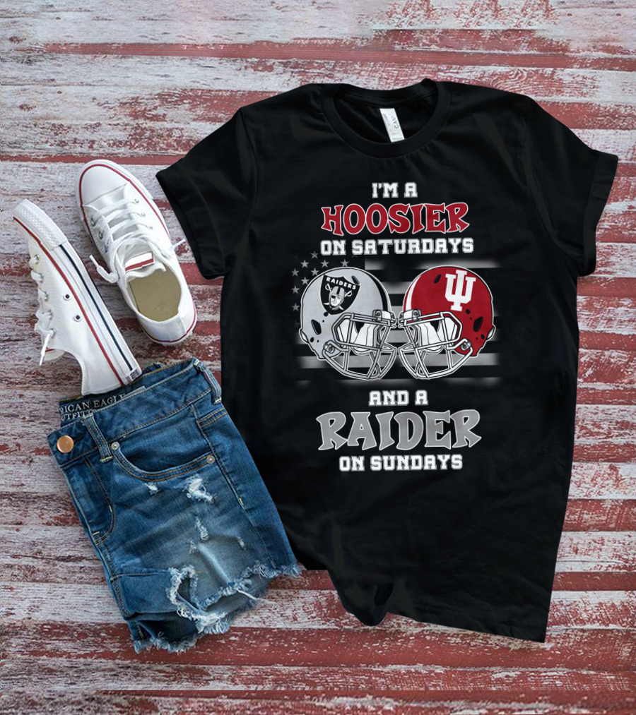 I'm A Hoosier On Saturdays And A Raider On Sundays Helmet T-Shirt