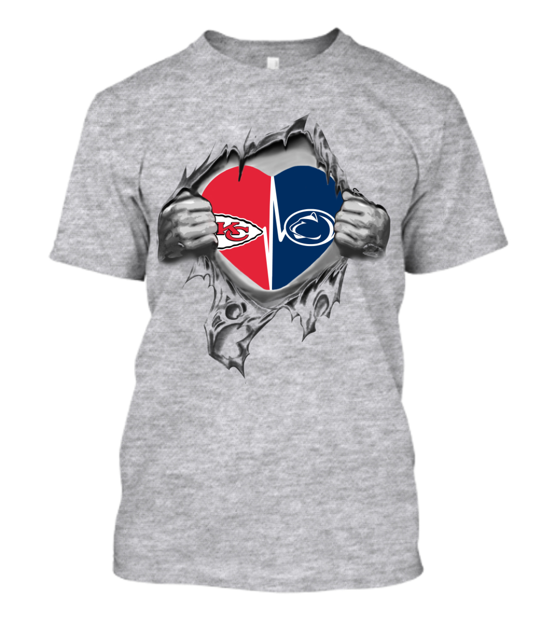 Kansas City Chiefs Penn State Heart Torn T-Shirt