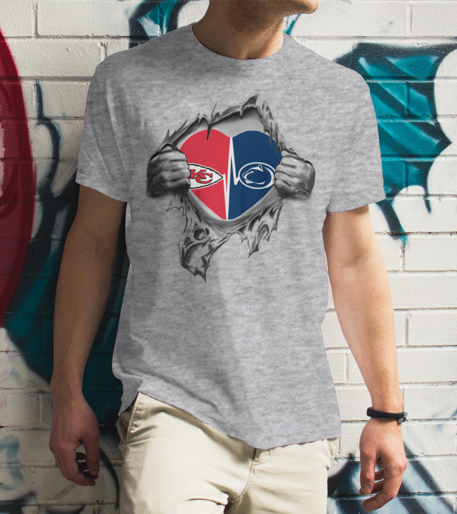 Kansas City Chiefs Penn State Heart Torn T-Shirt