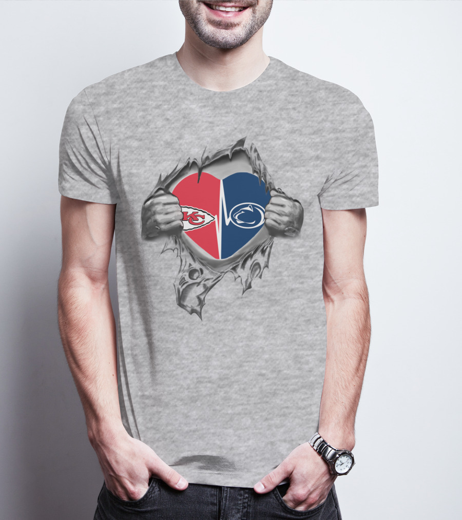 Kansas City Chiefs Penn State Heart Torn T-Shirt