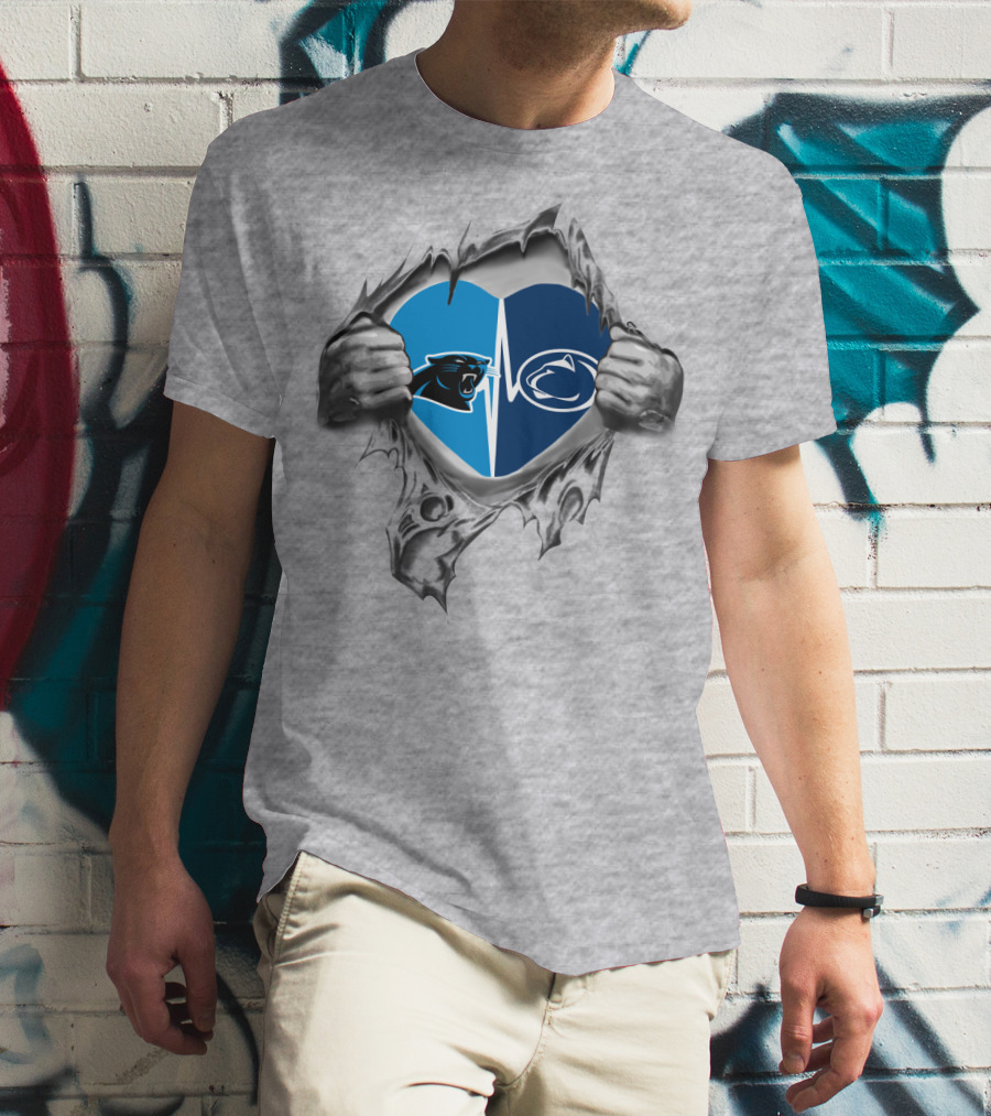 Carolina Panthers Penn State Nittany Lions Heartbeat Fusion T-Shirt