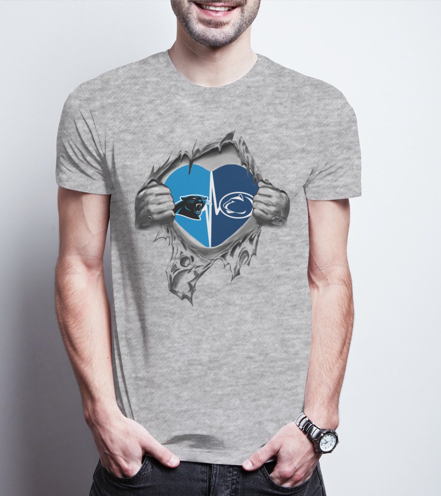 Carolina Panthers Penn State Nittany Lions Heartbeat Fusion T-Shirt
