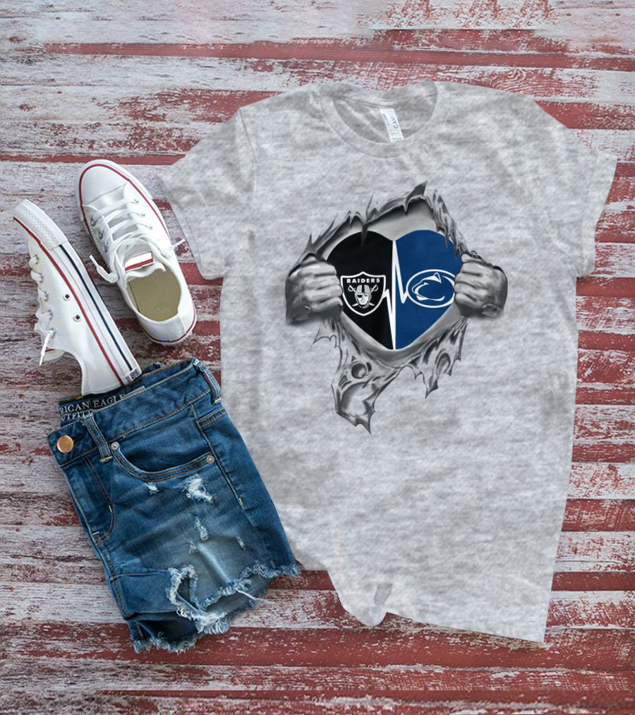 Raiders Penn State Heartbeat Duel Symbol Fusion T-Shirt