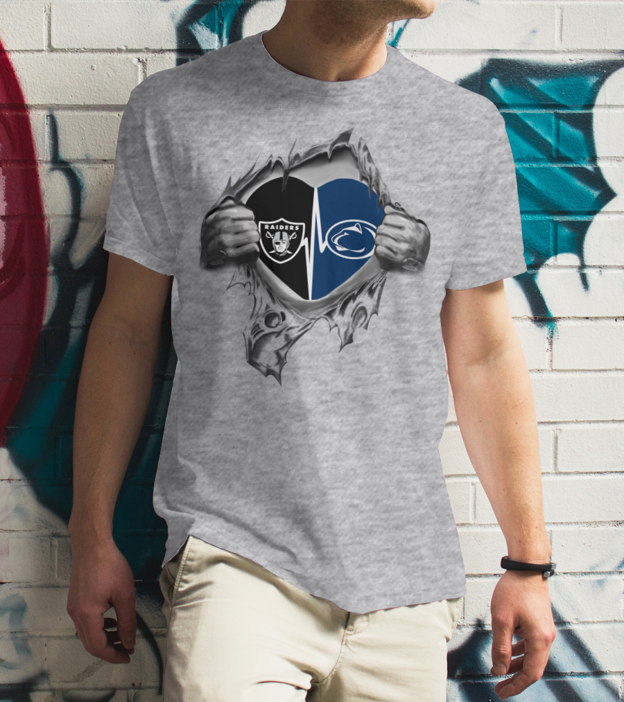 Raiders Penn State Heartbeat Duel Symbol Fusion T-Shirt