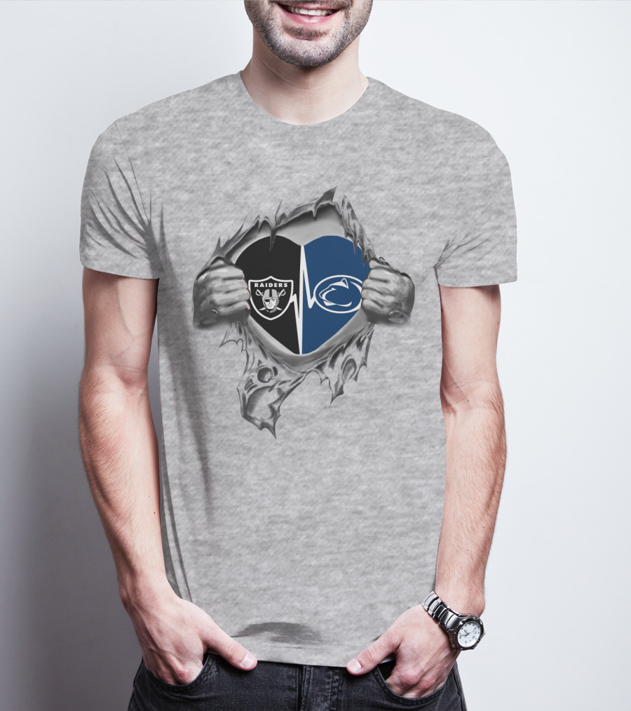 Raiders Penn State Heartbeat Duel Symbol Fusion T-Shirt