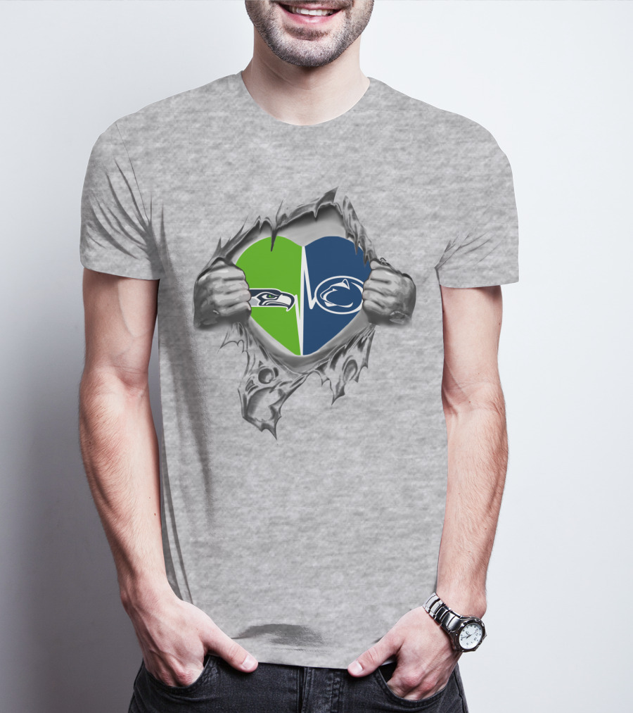 Seahawks Penn State Heart Rip T-Shirt