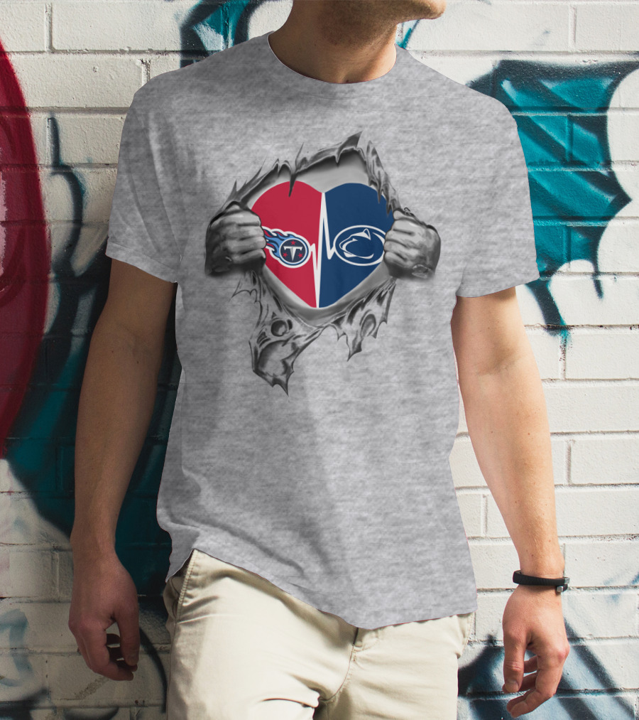 Titans Penn State Heart Logo Ripped T-Shirt