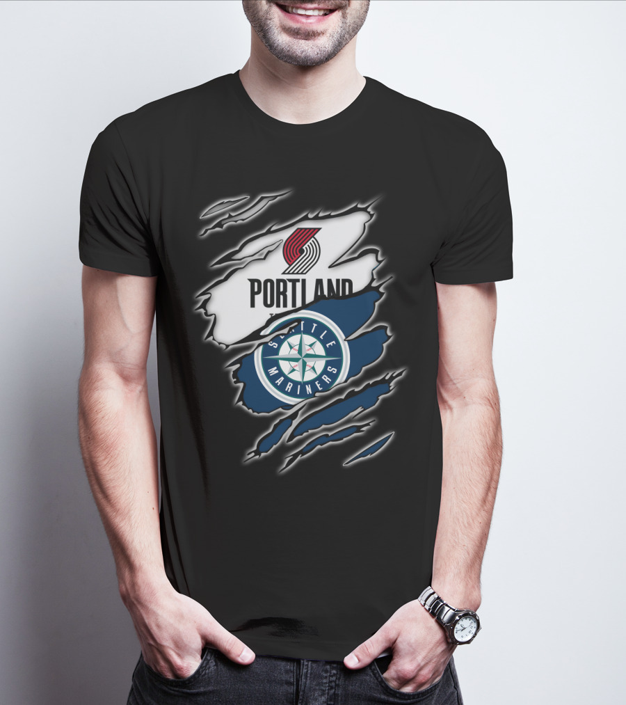 Portland Blazers Seattle Mariners Fan Collaboration T-Shirt