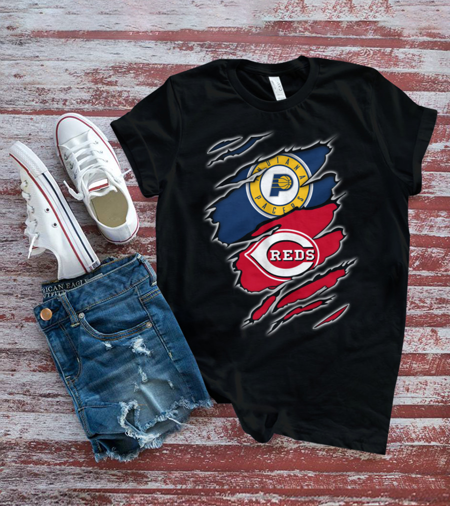Indiana Pacers Cincinnati Reds Logo Mashup T-Shirt