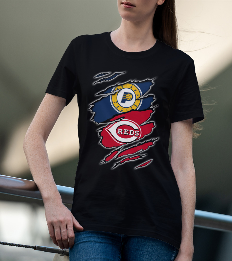 Indiana Pacers Cincinnati Reds Logo Mashup T-Shirt