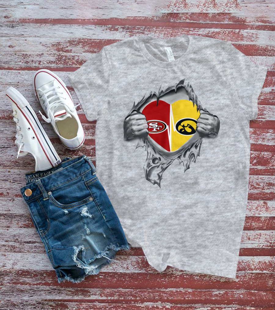 Iowa Hawkeyes San Francisco 49ers Heart T-Shirt