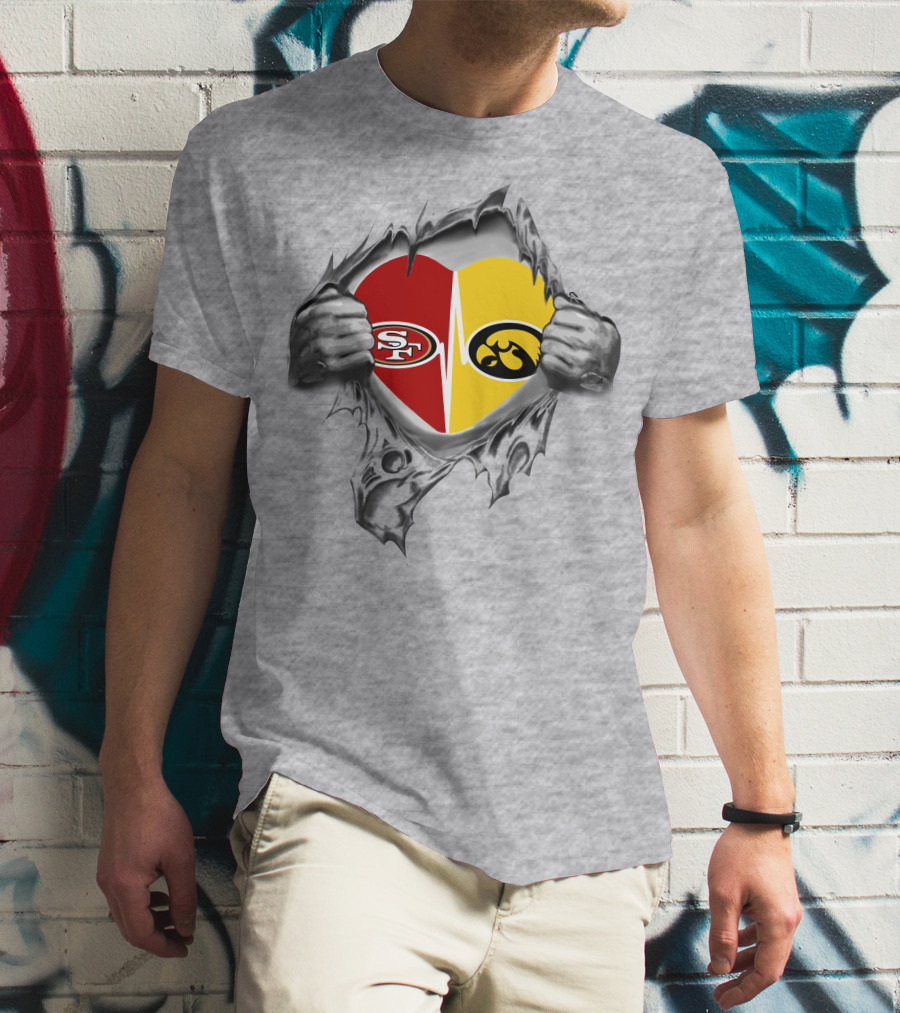 Iowa Hawkeyes San Francisco 49ers Heart T-Shirt